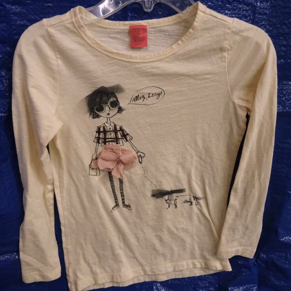 CREWCUTS TEE ALLEZ, IZZY! Girl Puppy Dog glitter NET TULLE FAB GRAPHIC 10
